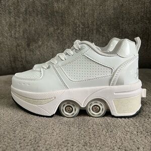 Stylish White Girls  Sneakers with Wheels